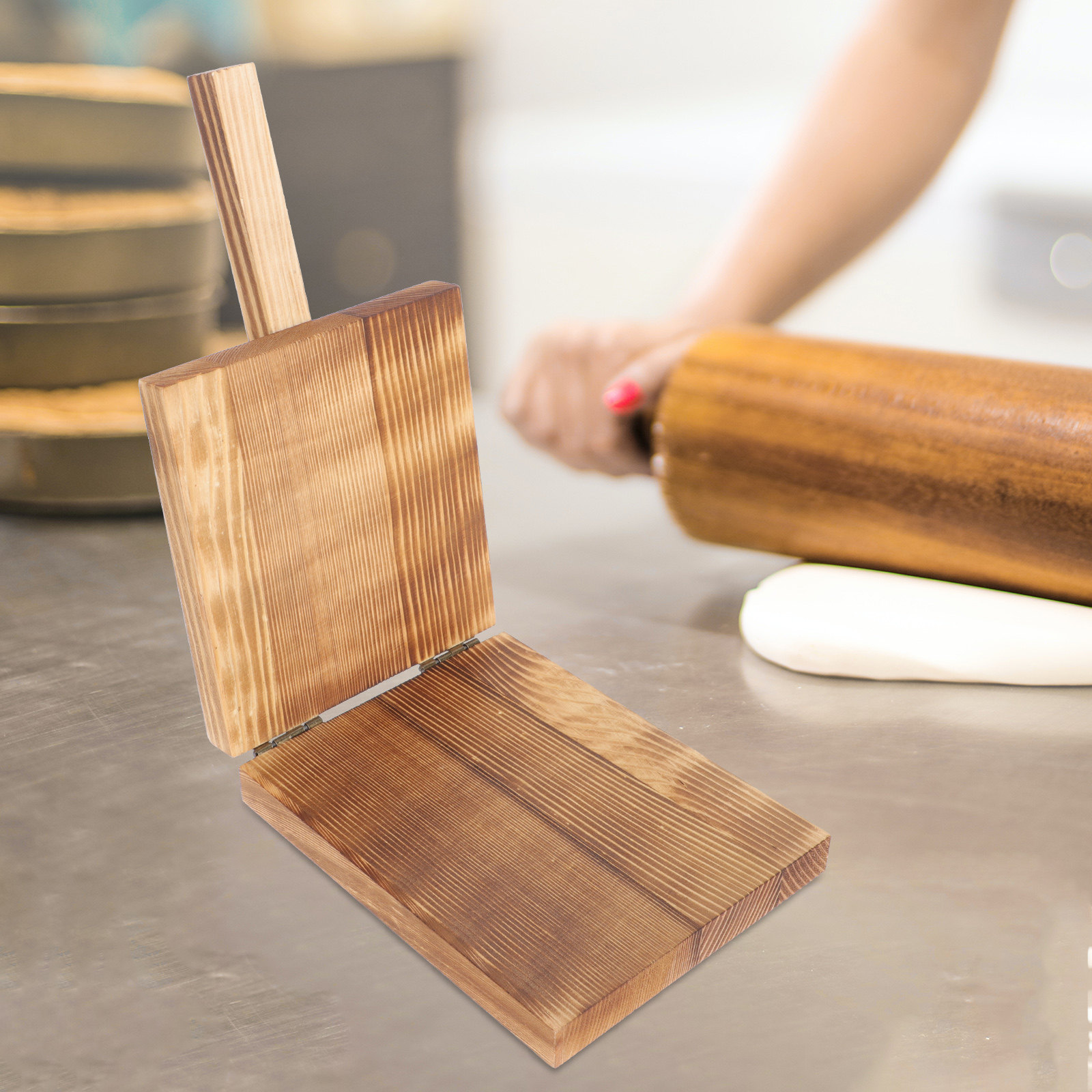 Dumpling Press Set - 1Set Alat Penekan Kulit Pangsit Kayu,