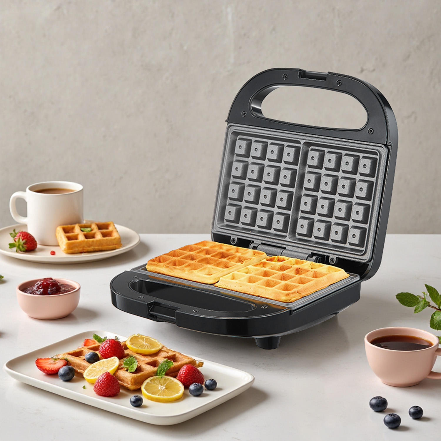 Waffle Cone Maker - Pembuat Wafel Belgia 2 Potong, Pelat