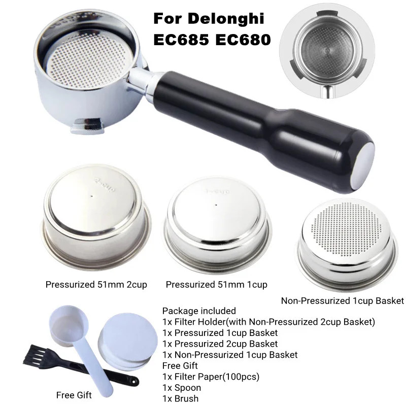 Delonghi Espresso Magnifica - 51mm Portafilter tanpa dasar kopi untuk